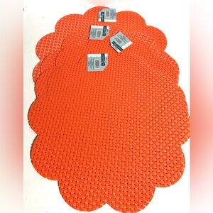 4 Hobby Lobby Orange Flower Scallop 14.88" Placemats Weave Spring Shop NEW